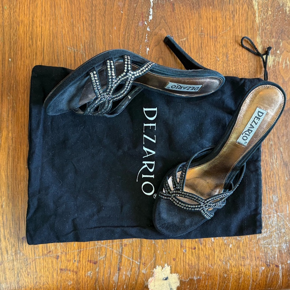 Dezario Black Beaded Women's Heels